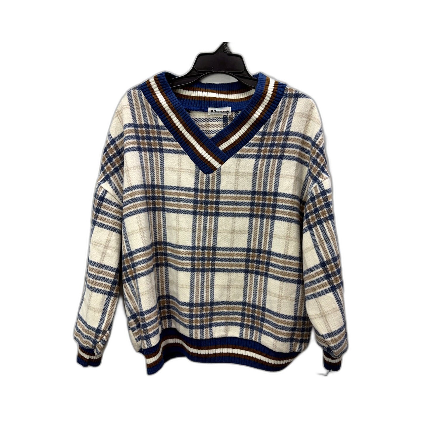 K.S. New York Style Womens Plaid Pullover Sweater Vintage Retro Preppy Size 6