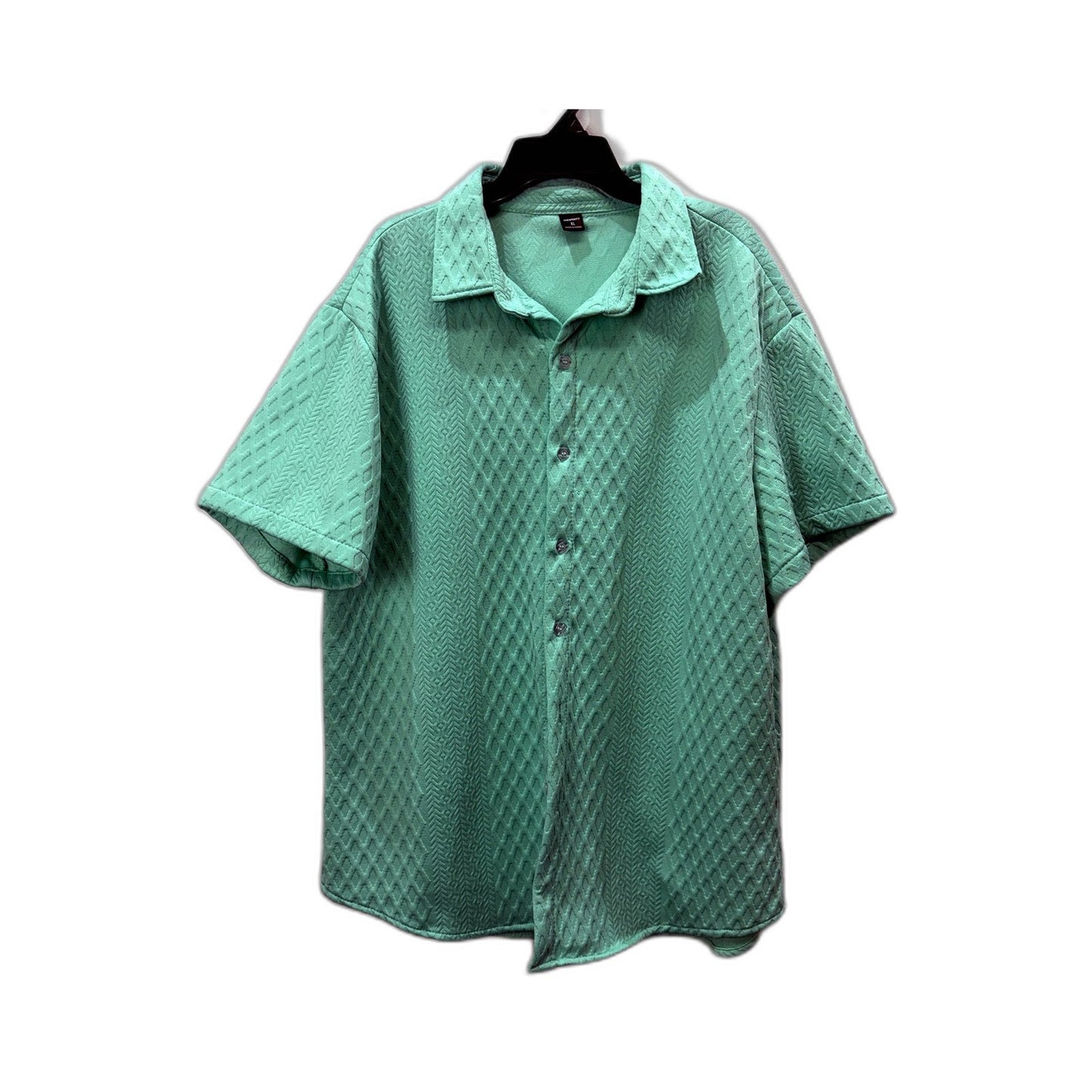Manfinity Mens Quilted Diamond Pattern Button-Down Shirt Mint Green Size XL