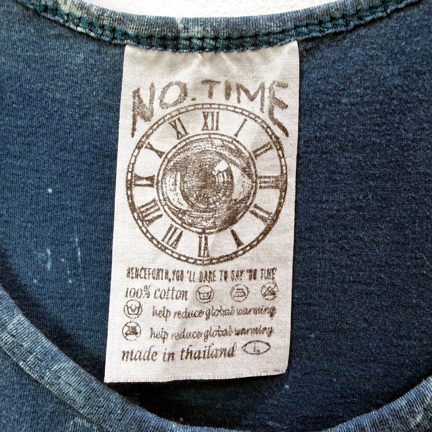 No Time Mens Vintage Style Tank Top Psychedelic Mushroom Print Blue Size L