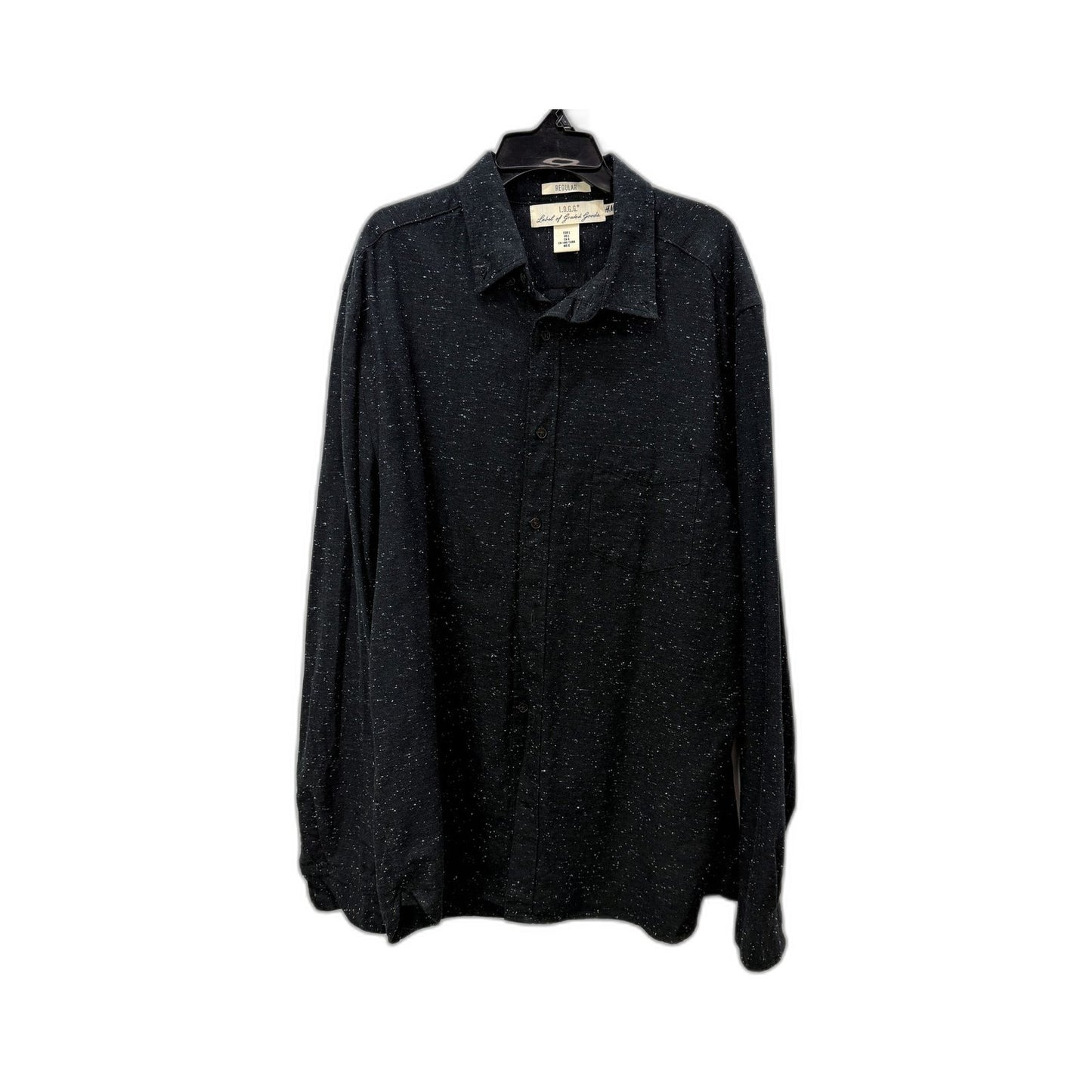 H&M Mens Relaxed Fit Pullover Sweatshirt in Black with Speckled Design, Size L