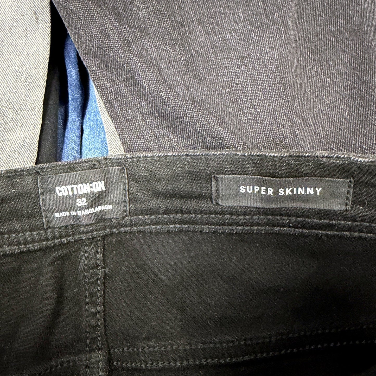 Cotton-on Mens Super Skinny Fit Black Denim Jeans - Slim Leg Size 32