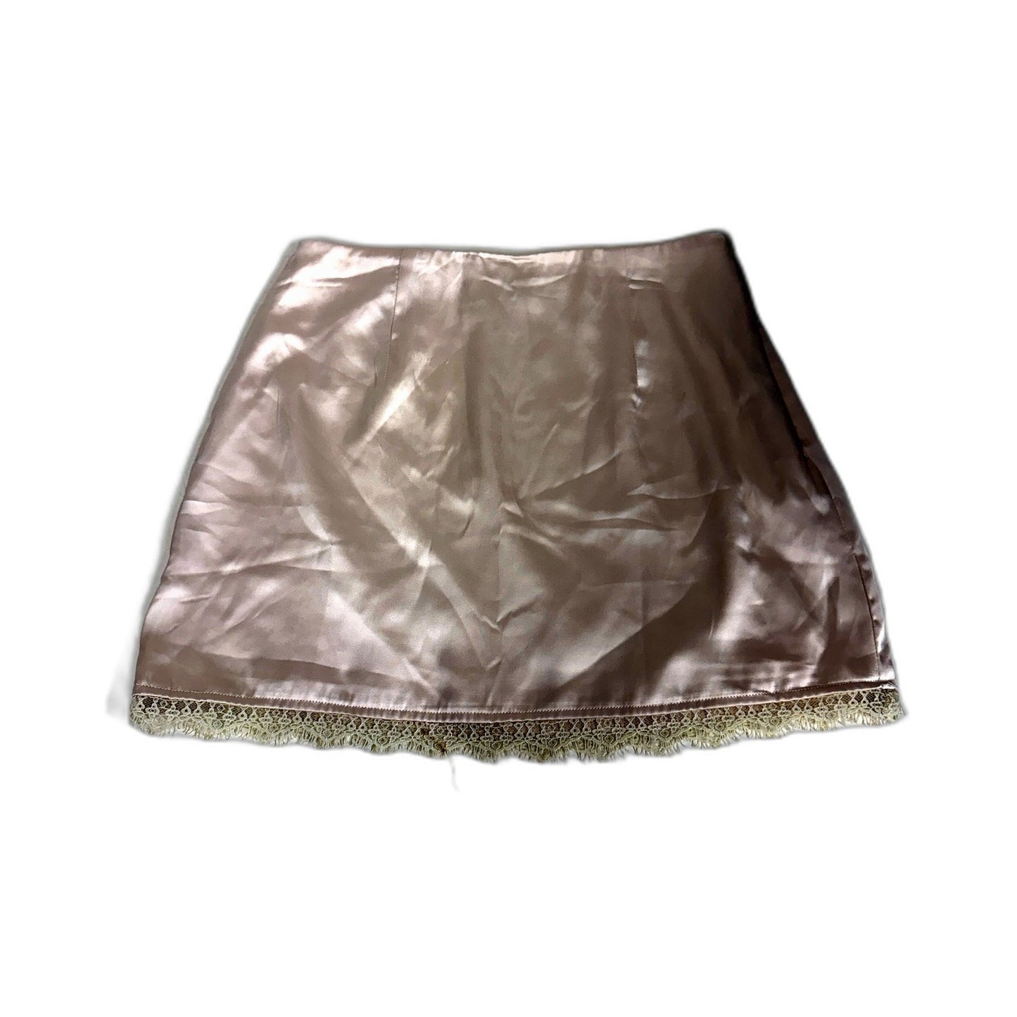 Princess Polly Womens Satin Mini Skirt with Cream Lace Trim, Size 8