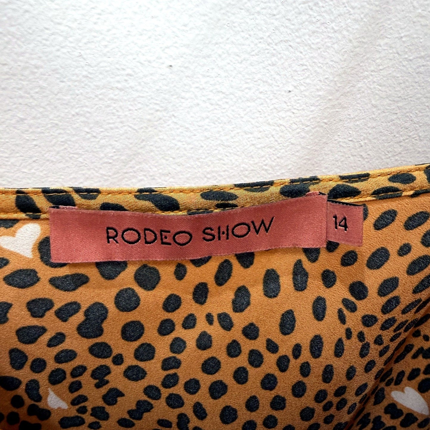 Rodeo Show Womens Leopard Print Wrap Dress Spaghetti Strap Casual Size 14