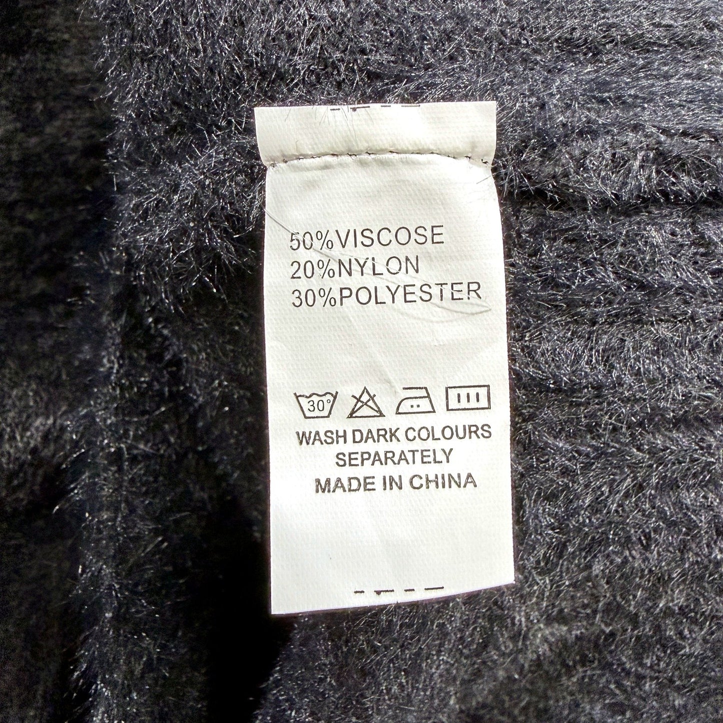 Hourglass Womens Fuzzy Mock Neck Pullover Sweater in Black, Medium Size