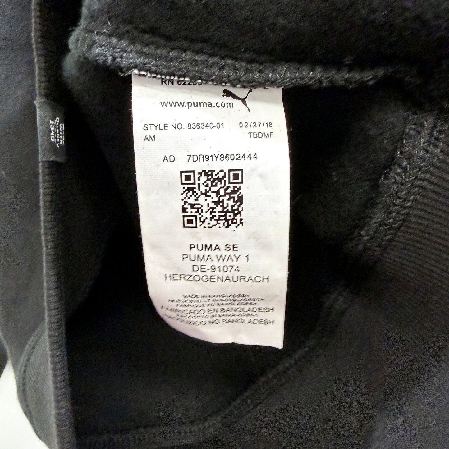 Puma Kids Hooded Pullover Sweatshirt in Black Cotton for Youth XL/14