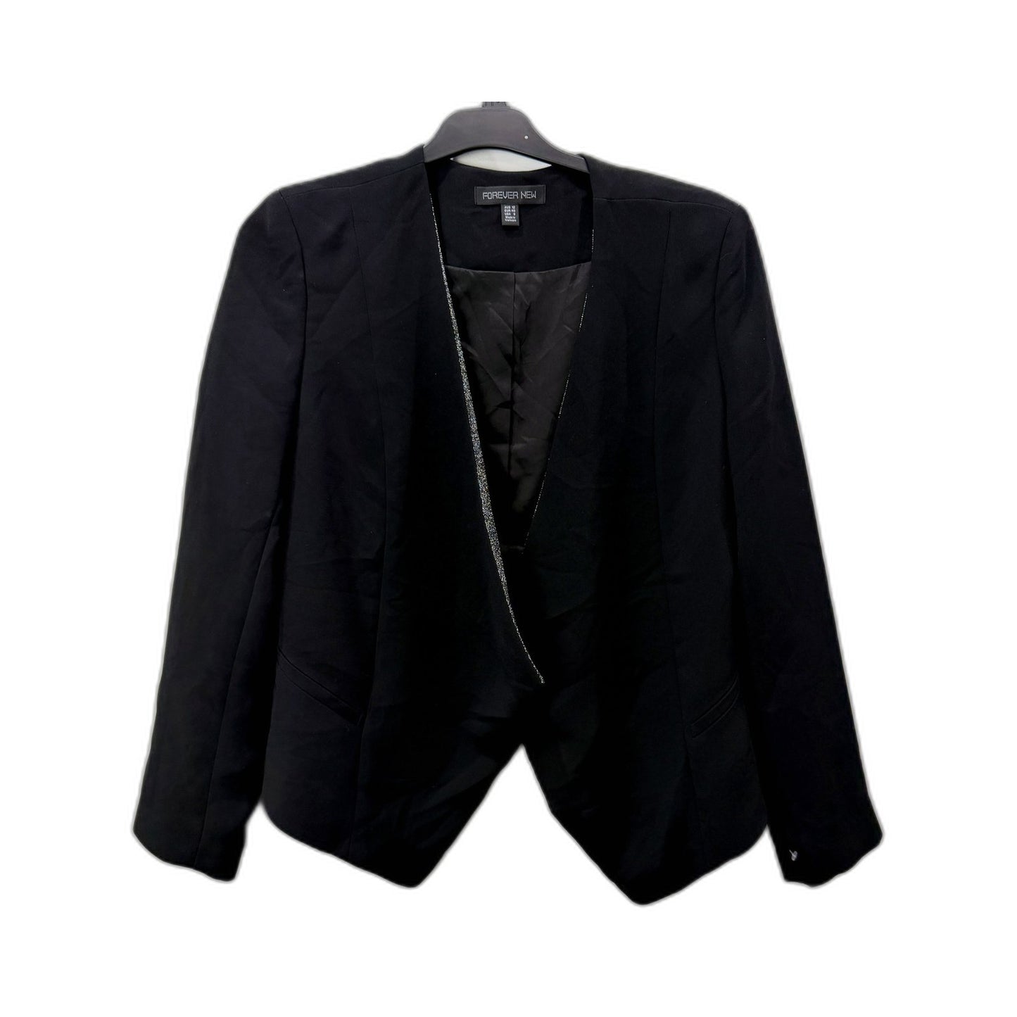 Forever New Womens Metallic Structured Blazer in Black, Size 12