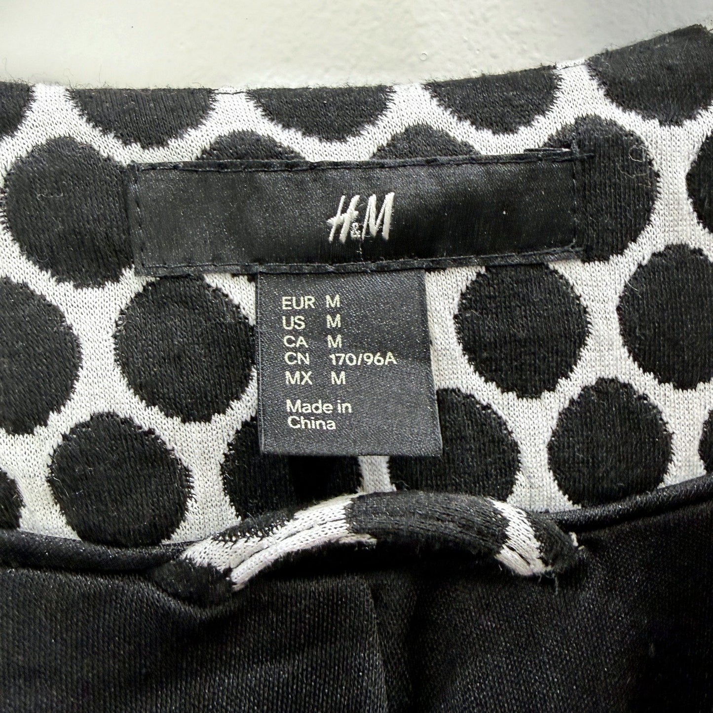 H&M Womens Polka Dot Jacket in Black and White, Size M