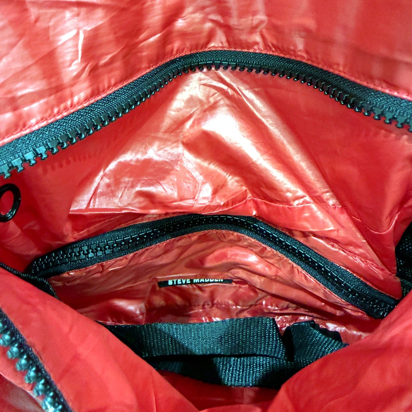 Steve Madden Womens Lightweight Hooded Windbreaker Jacket Bright Red Size S