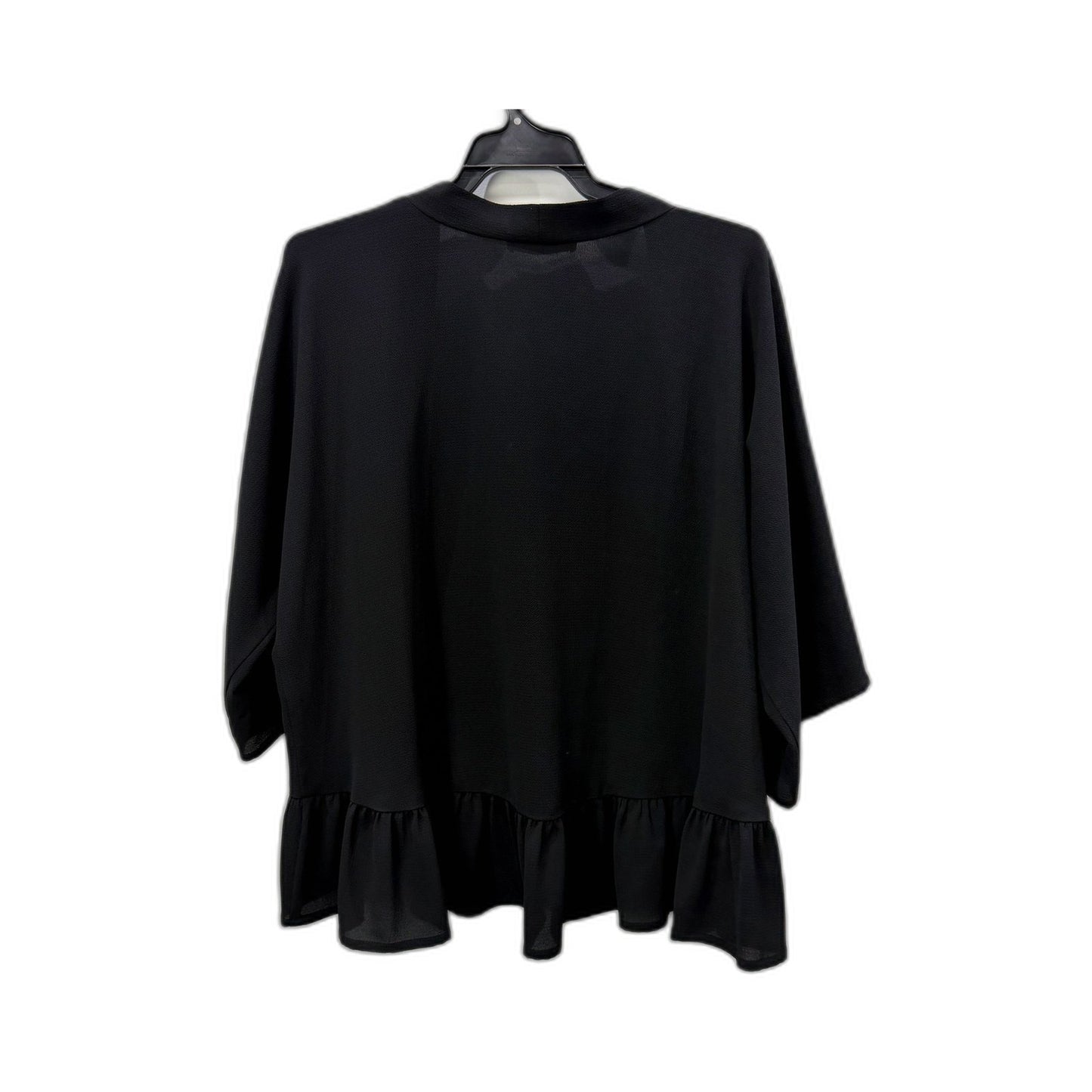 Philosophy Womens Oversized Ruffled Cardigan Sweater in Black Size 12
