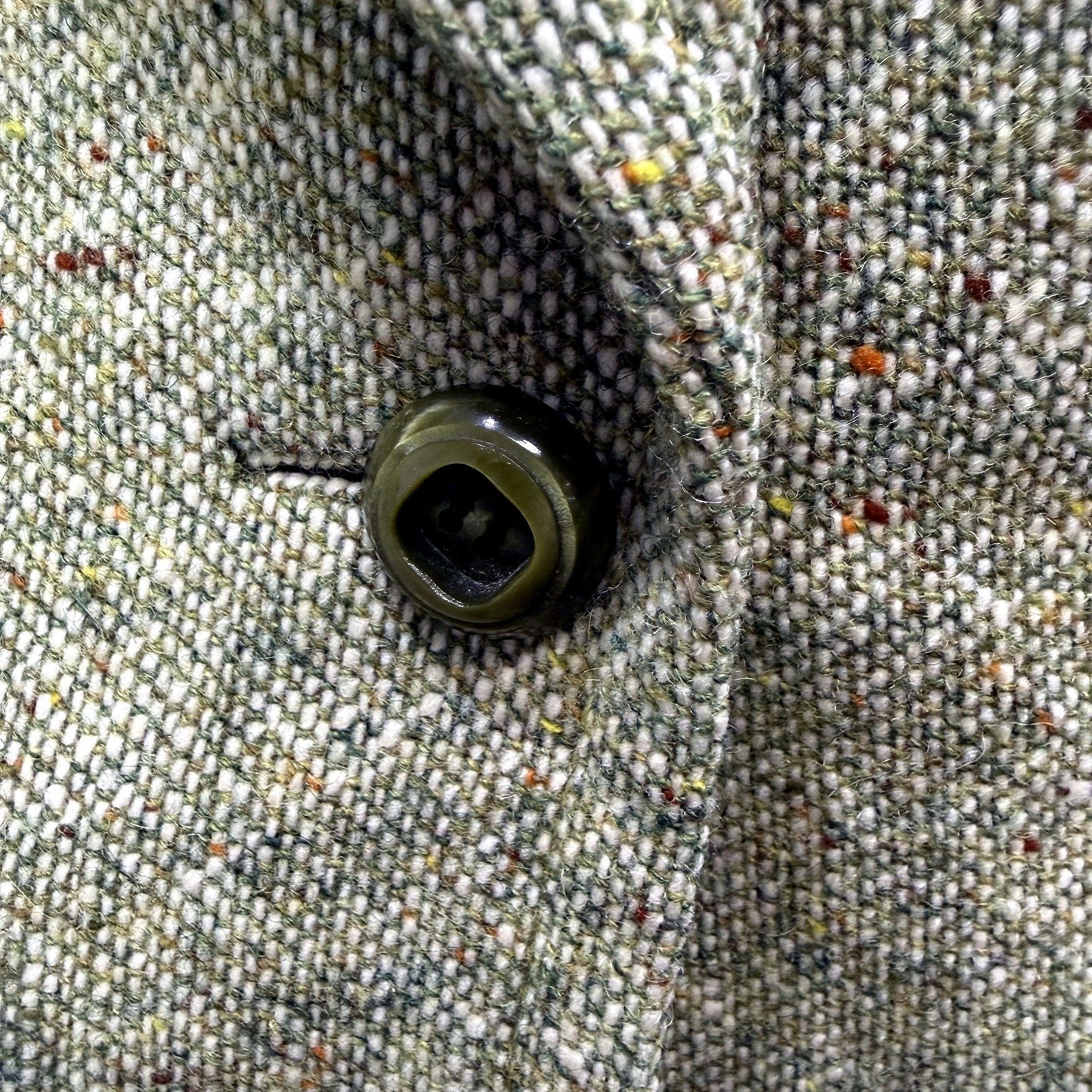 Tweed Blazer Womens Green/Gray Tailored Vintage Wool Blend Jacket Size Small
