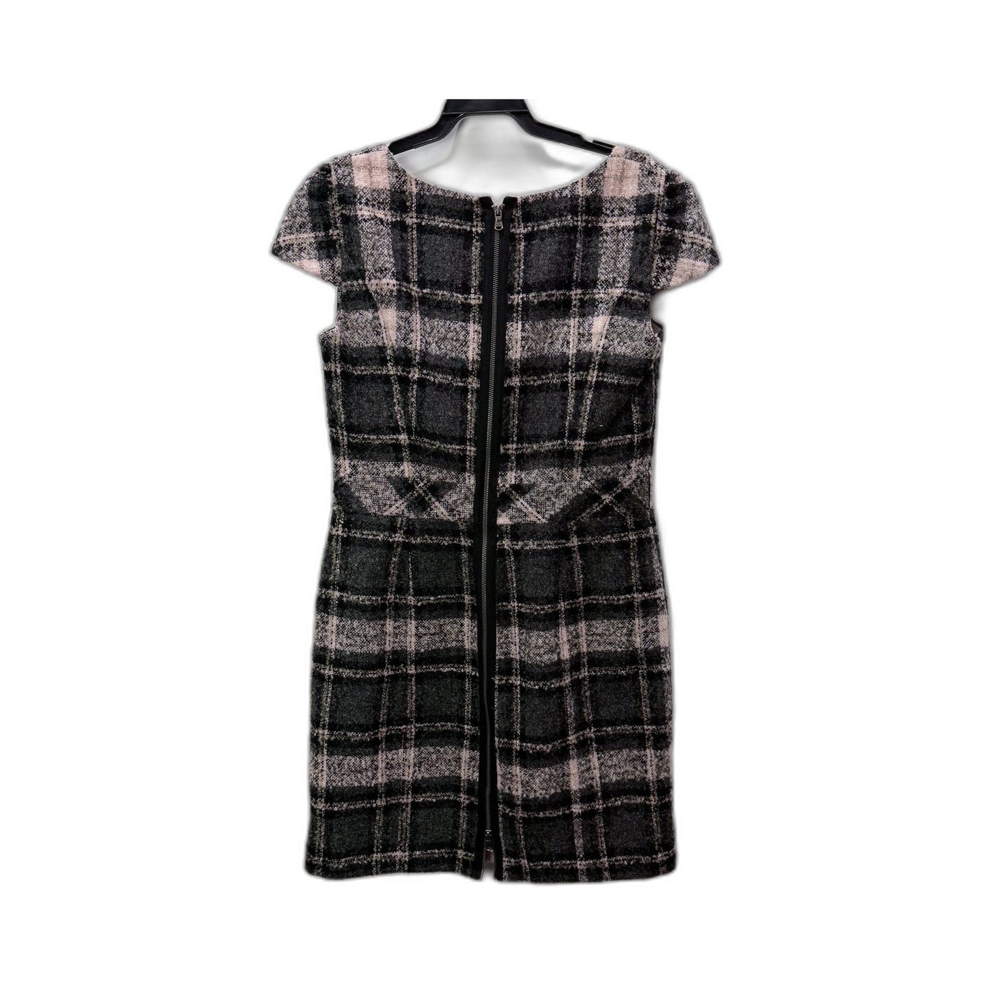 Guess Womens Plaid Puff Sleeve Zip Front Dress Multi Color Size 12