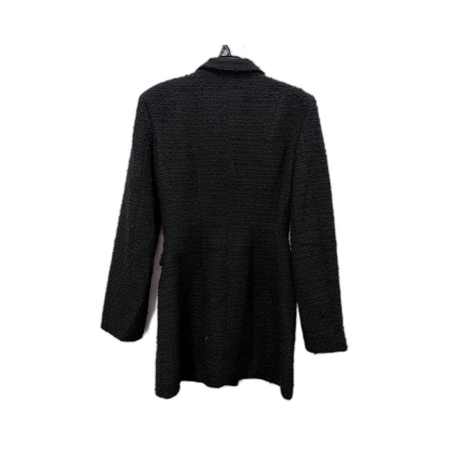 H&M Womens Wool Blend Textured Double Breasted Black Coat Size S NEW
