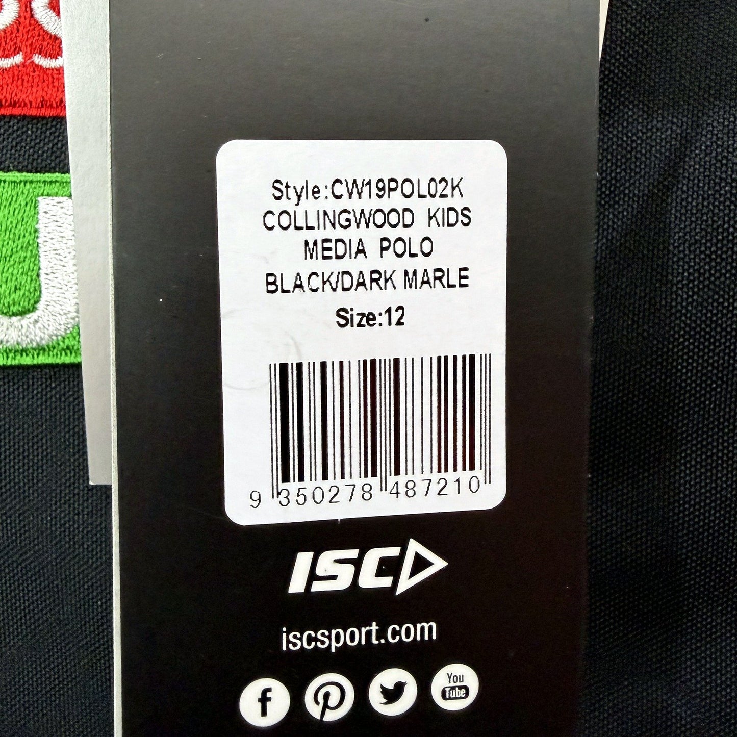 Collingwood Media Polo Shirt Womens in Black/Dark Marle, Size 12 NEW