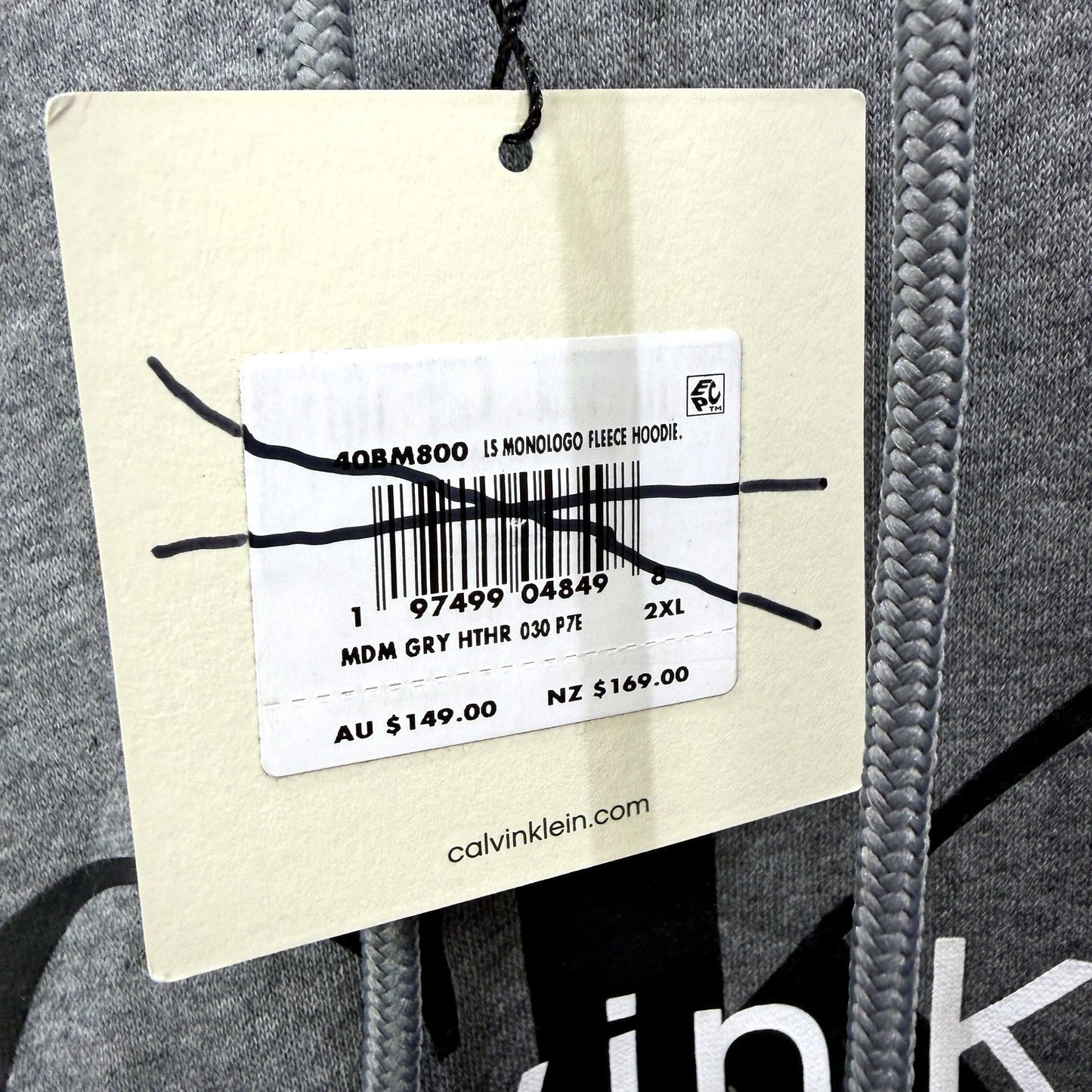 Calvin Klein Mens Monologa Fleece Pullover Hoodie Medium Gray Size 2XL NEW