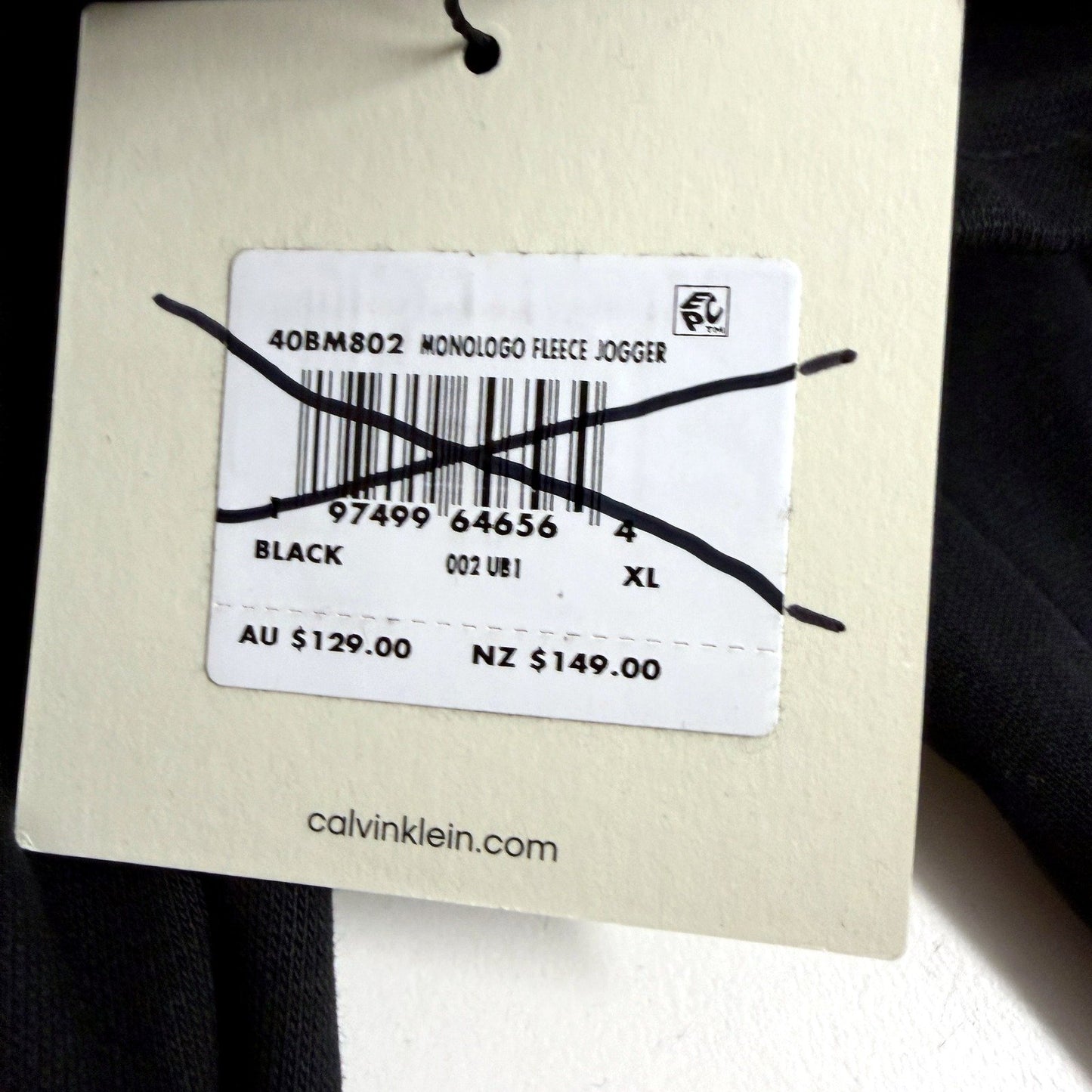 Calvin Klein Mens Fleece Jogger Pants in Black, Size XL NEW
