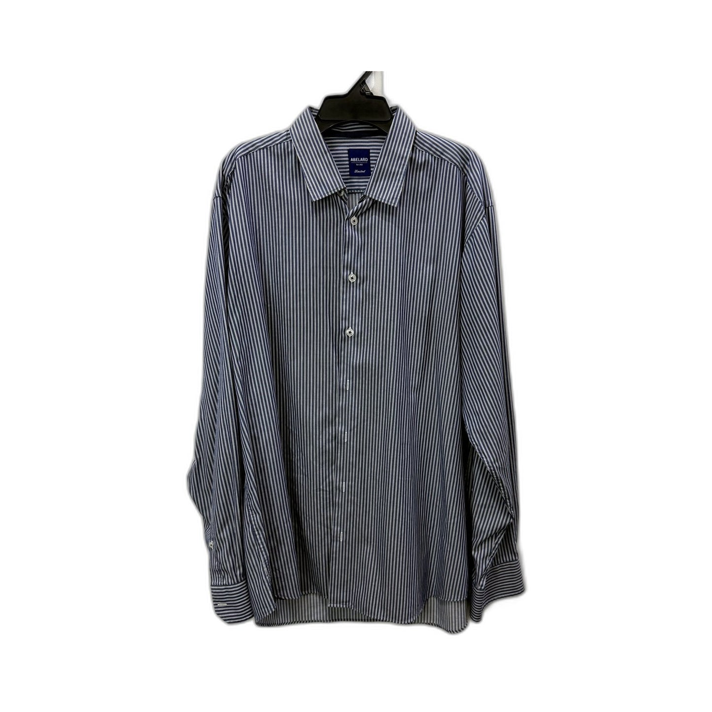 Abelard Mens Classic Fit Cotton Dress Shirt Navy and White Striped Size L