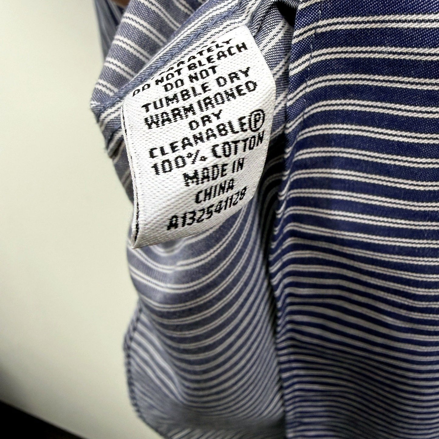 Abelard Mens Classic Fit Cotton Dress Shirt Navy and White Striped Size L