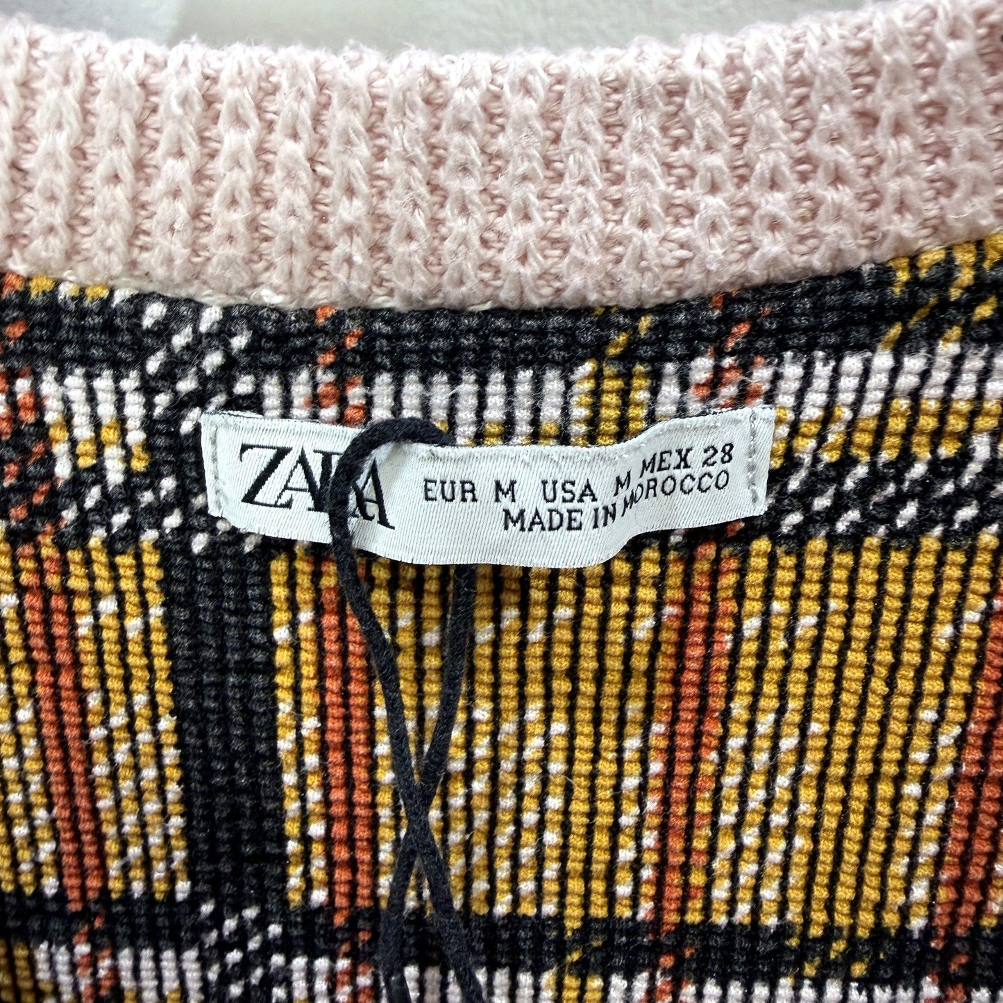 Zara Womens Plaid Pullover Sweater Dress Crew Neck Long Sleeve Size M NEW