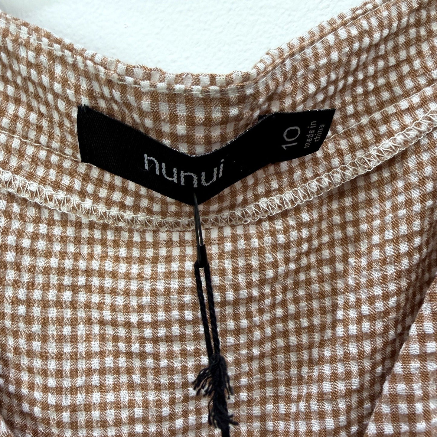 Nunui Womens Tiered Button Front Gingham Dress Casual Sleeveless Size 10 NEW