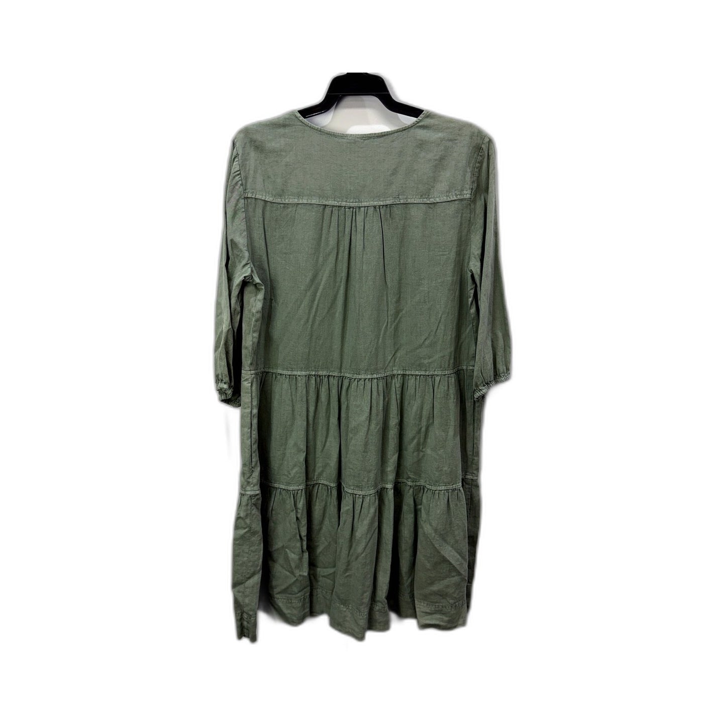 GNAR Womens Tiered Linen Viscose Puff Sleeve Dress in Sage Size 10 NEW