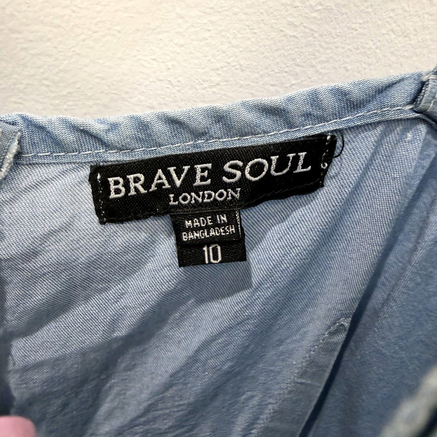 Brave Soul Womens Denim Casual Jumpsuit in Blue, Size 10