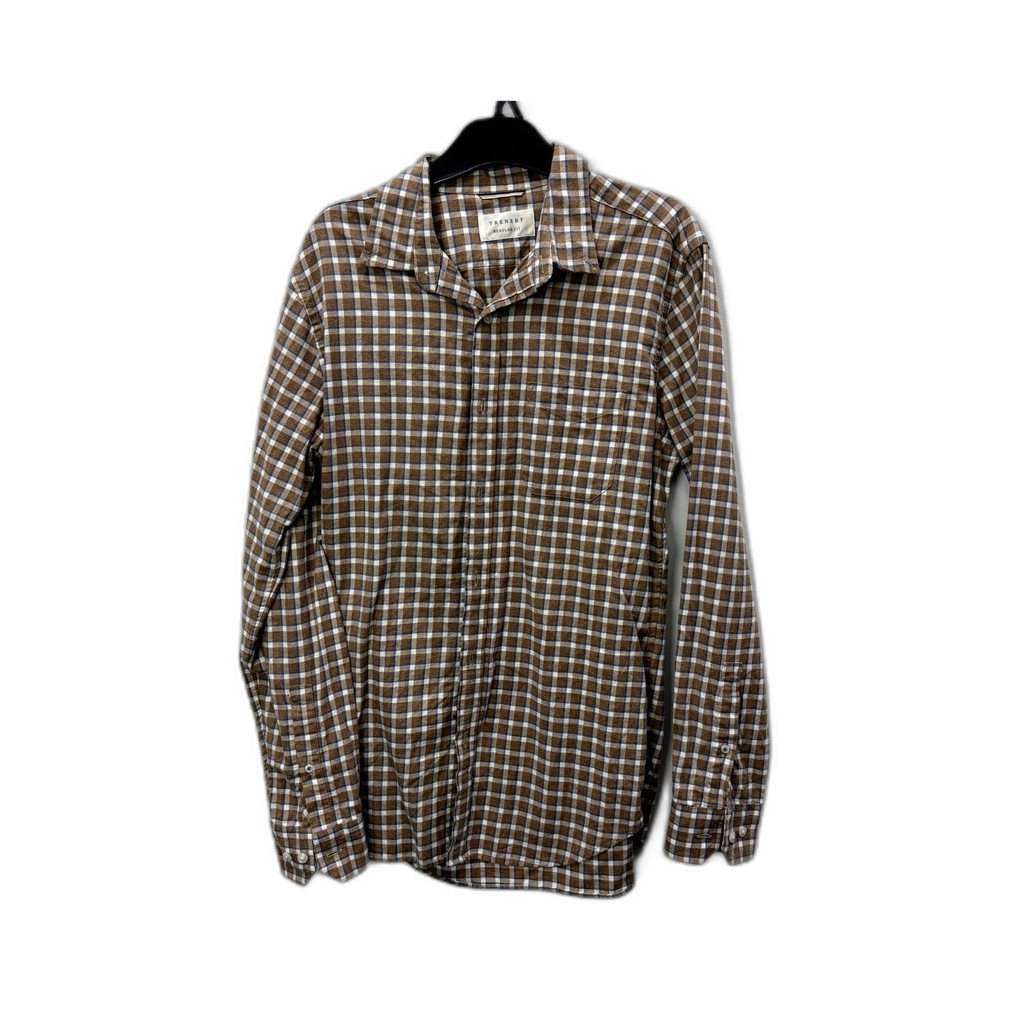 Trenery Mens Plaid Button-Down Shirt Casual Cotton Checkered Multi Color Size XS