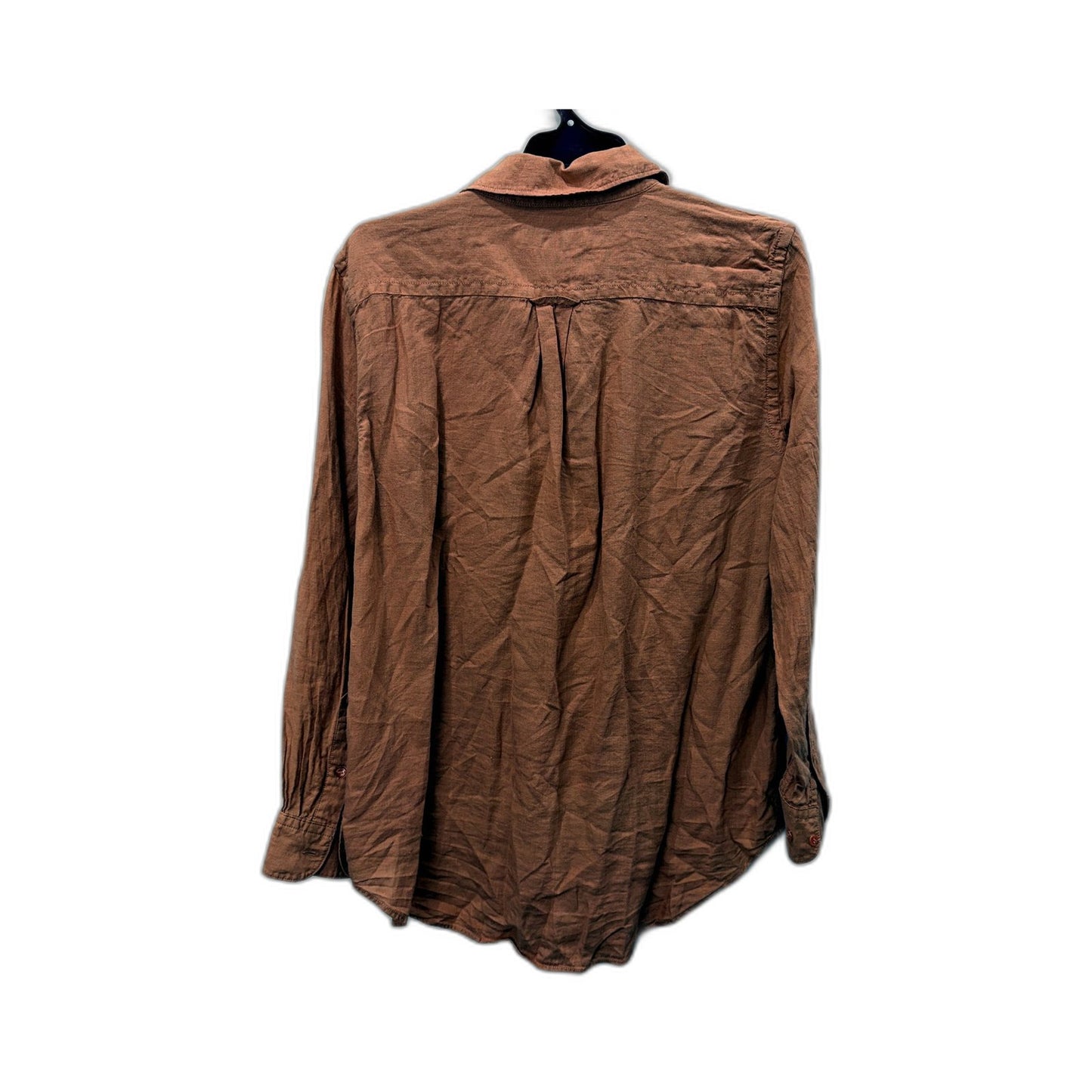 Country Road Womens Button-Down Linen Shirt in Peach, Size 8
