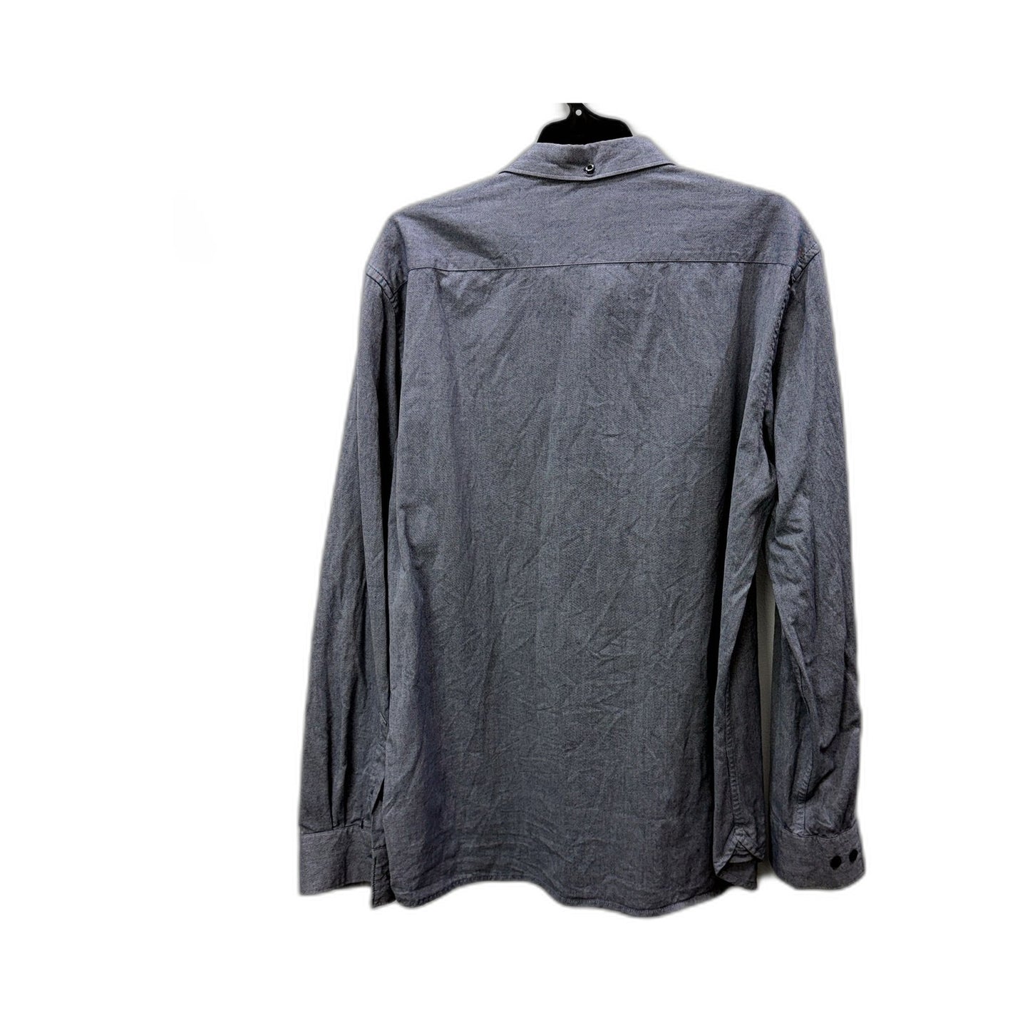 French Connection Mens Gray/Blue Button-Down Shirt, 100% Cotton, Size L