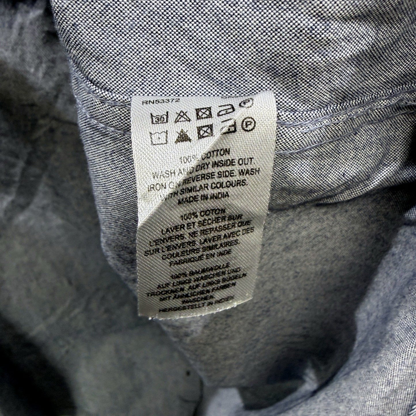 French Connection Mens Gray/Blue Button-Down Shirt, 100% Cotton, Size L