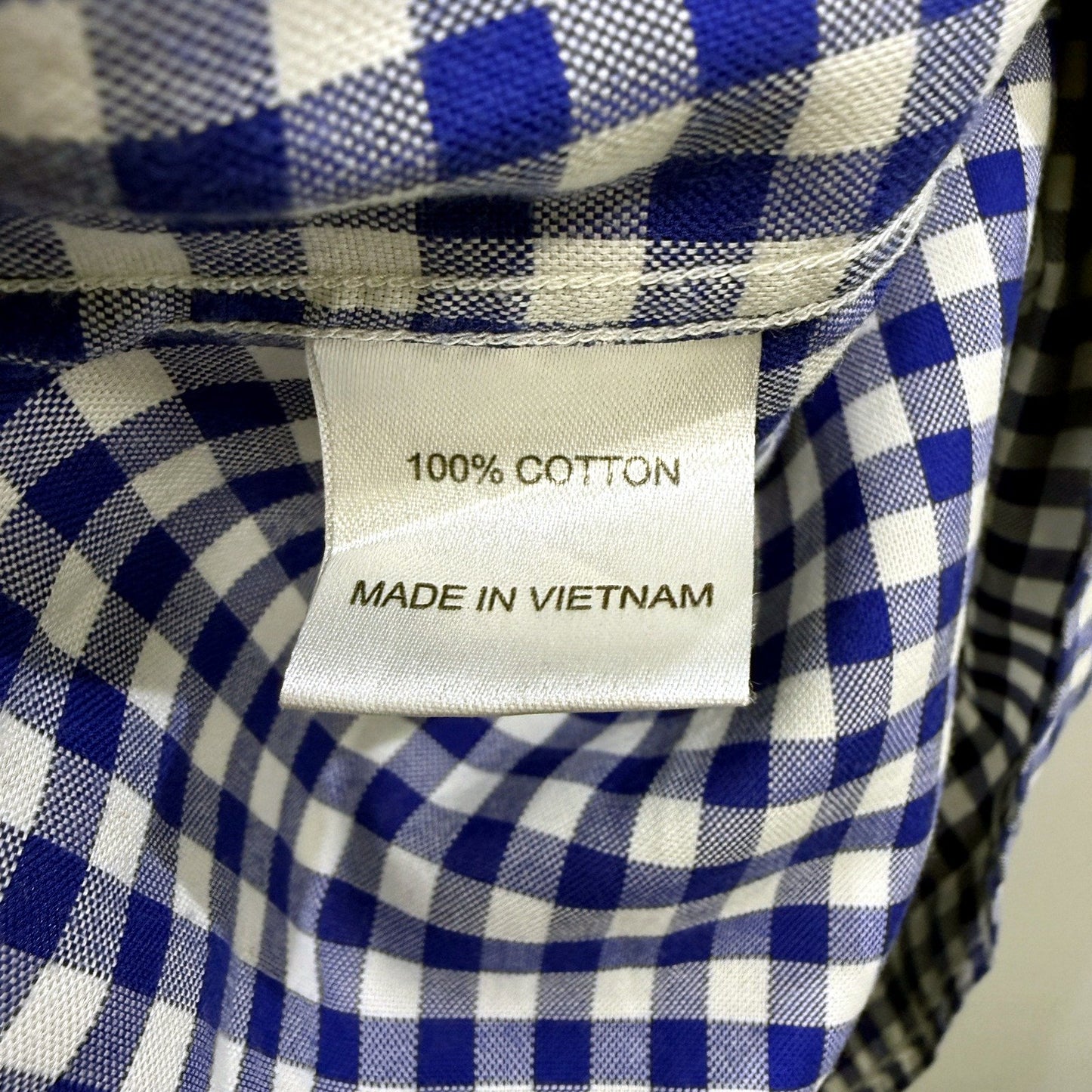 M.J. Bale Mens Super Slim Button-Down Shirt Blue and White Gingham Size 44 NEW