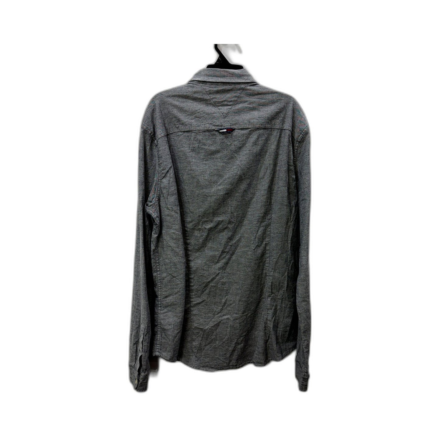 Tommy Jeans Mens Gray Slim Fit Button-Down Shirt Size L