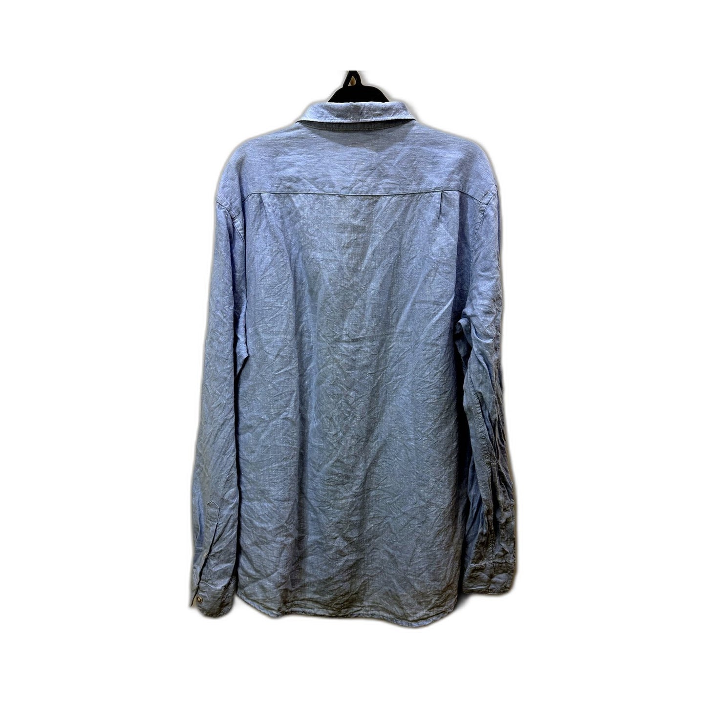 French Connection Mens Light Blue Button-Down Linen Shirt, XL Size