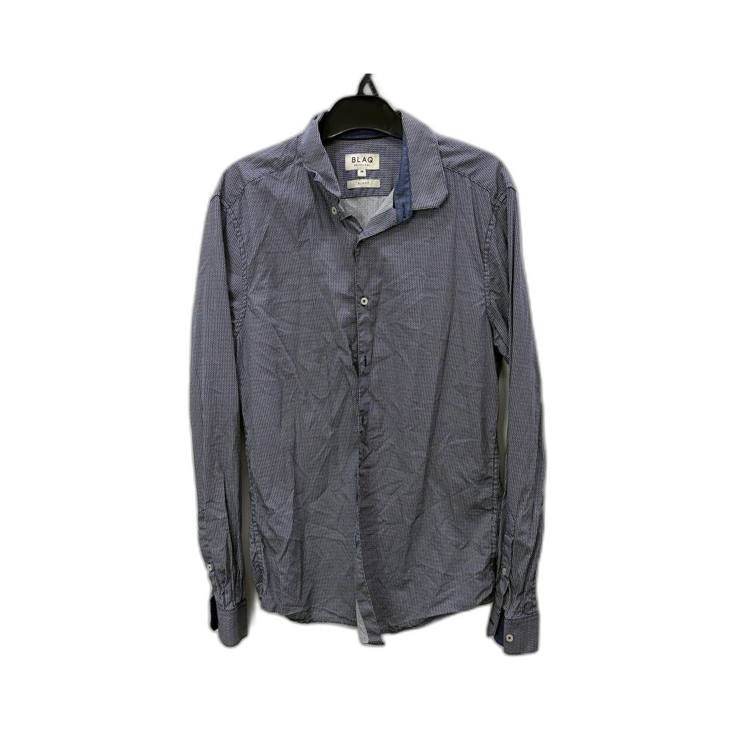 BLAQ Mens Button-Down Shirt Gray Blue Cotton Casual Comfortable Size M