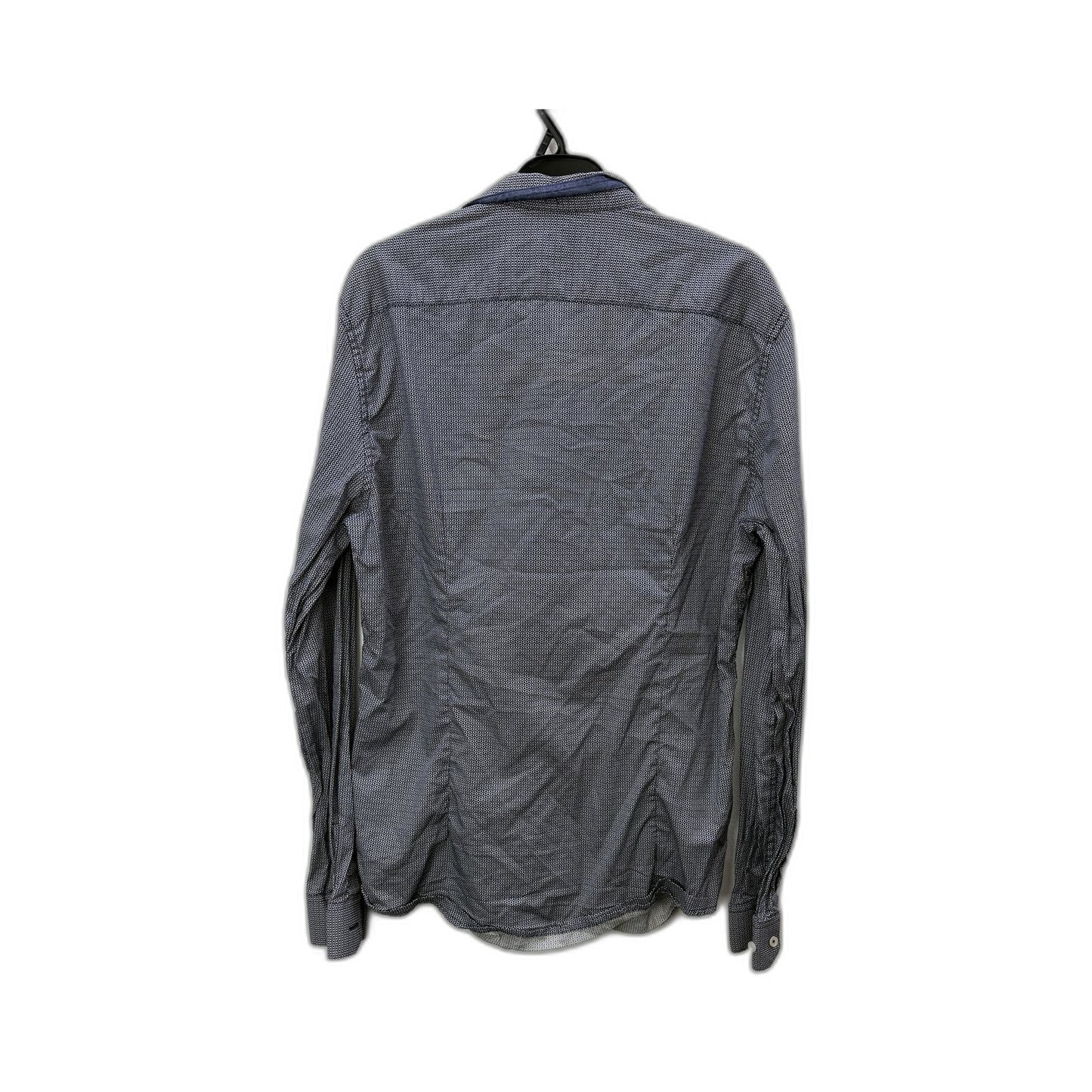 BLAQ Mens Button-Down Shirt Gray Blue Cotton Casual Comfortable Size M