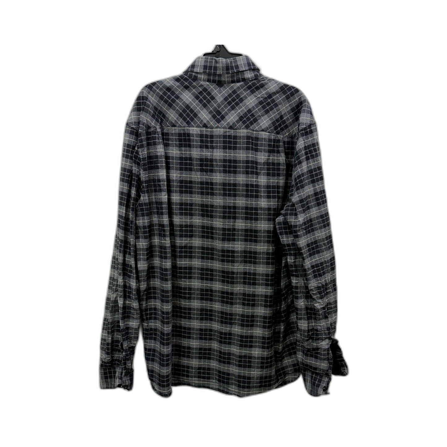 Fred Perry Mens Plaid Flannel Shirt in Black and Gray Cotton, Size L