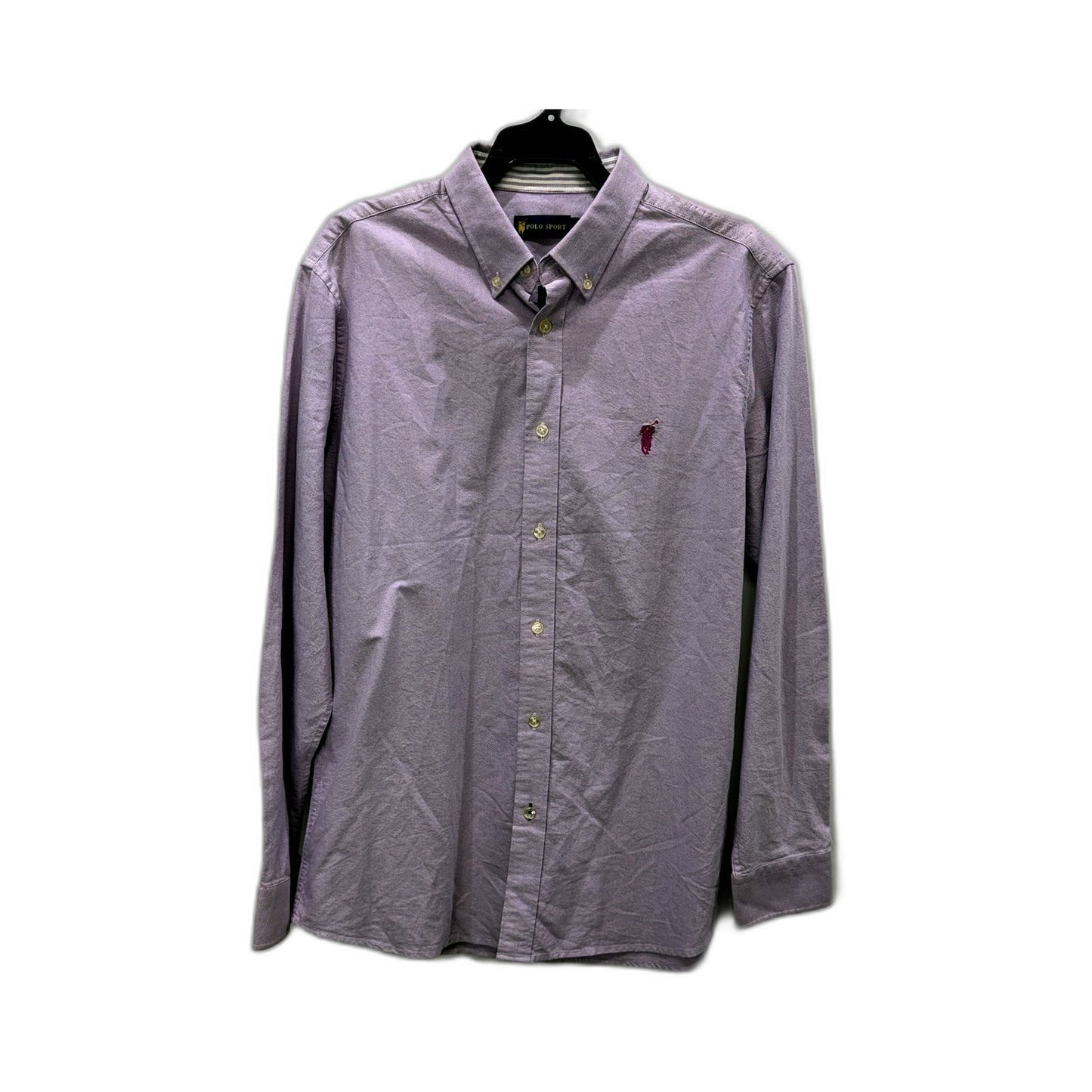 Polo Sport Mens Long Sleeve Cotton Casual Purple Shirt Size L NEW