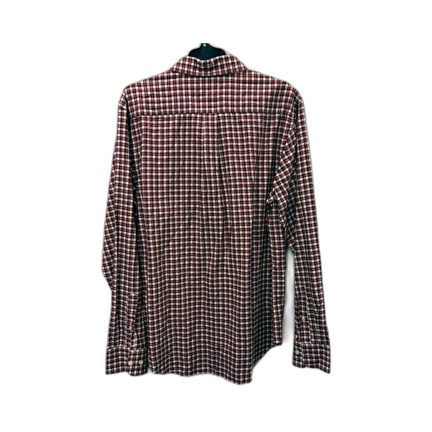 Banana Republic Mens Plaid Button-Down Shirt Red and White Long Sleeve Size L