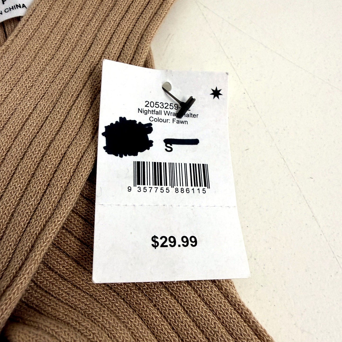 Cotton On Womens Ribbed Knit Cross Strap Singlet Dress in Fawn, Size S NEW