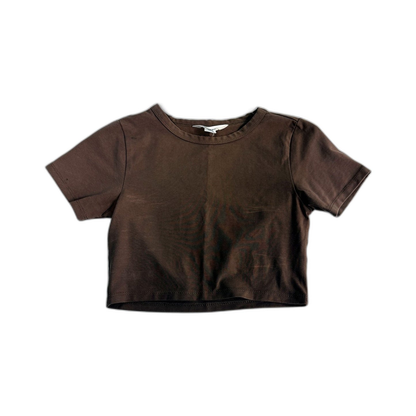 Glassons Womens Organic Cotton Elastane Crop Top in Brown, Size XS