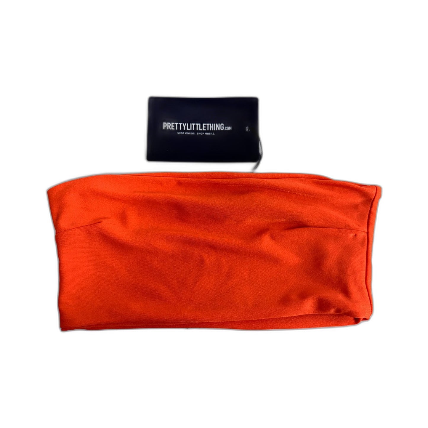 Pretty Little Thing Womens Cropped Tube Top in Orange, Size 6 NEW