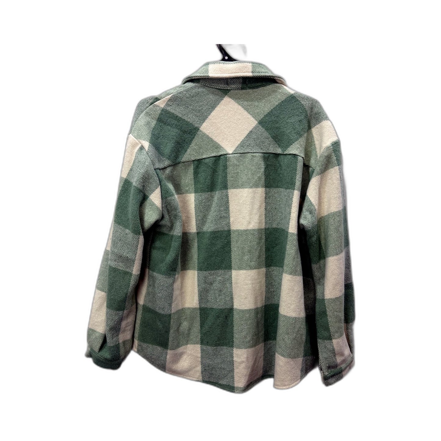 Desert Fox Womens Green Beige Plaid Flannel Jacket for Outdoor Wear Size M