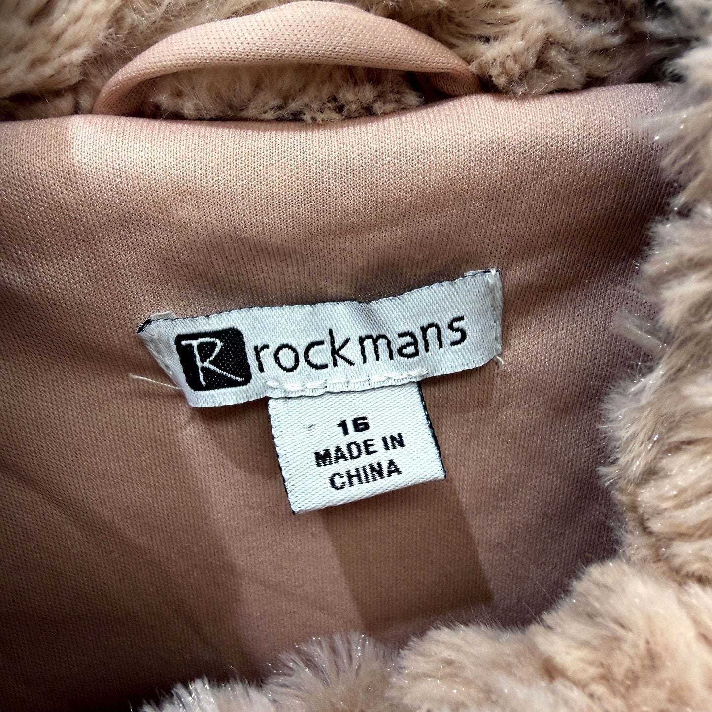 Rockmans Womens Faux Fur Coat - Fuzzy Warm Pink Winter Jacket, Size 16