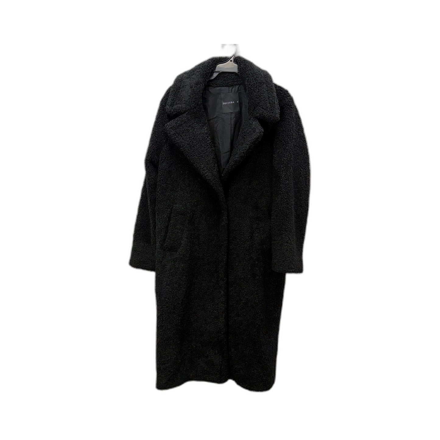 Decjuba Womens Plush Fuzzy Oversized Teddy Coat in Black, Size M
