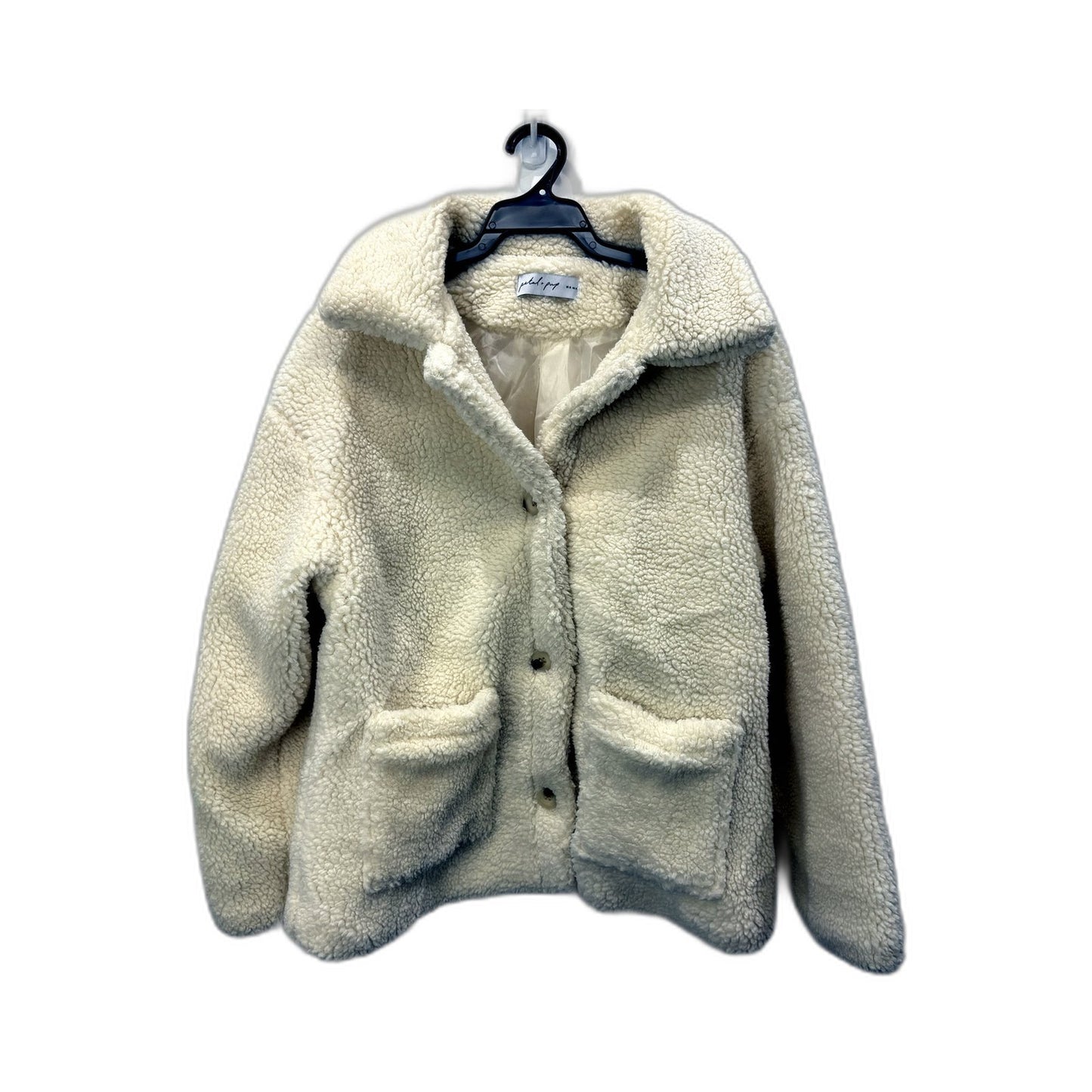 Petal + Pup Womens Teddy Coat Fuzzy Cozy Pullover Sweatshirt Jacket White/Cream