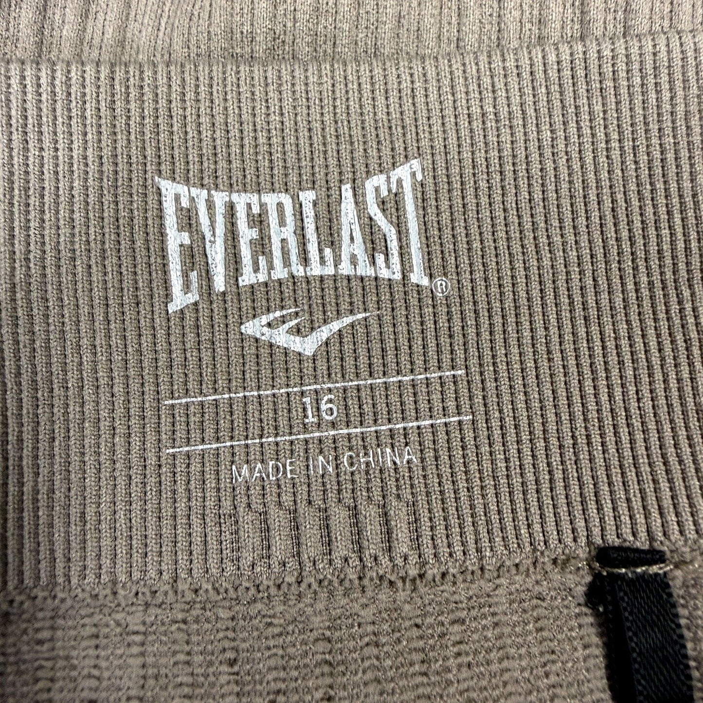Everlast Womens Ribbed High Waisted Olive Green Leggings Size 16 NEW