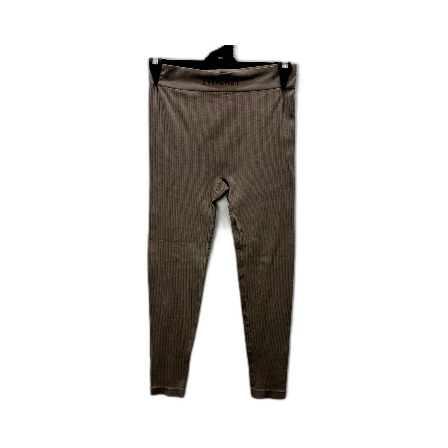 Evelast Womens Tights Ribbed High-Waisted Brown Leggings - Size 14 NEW