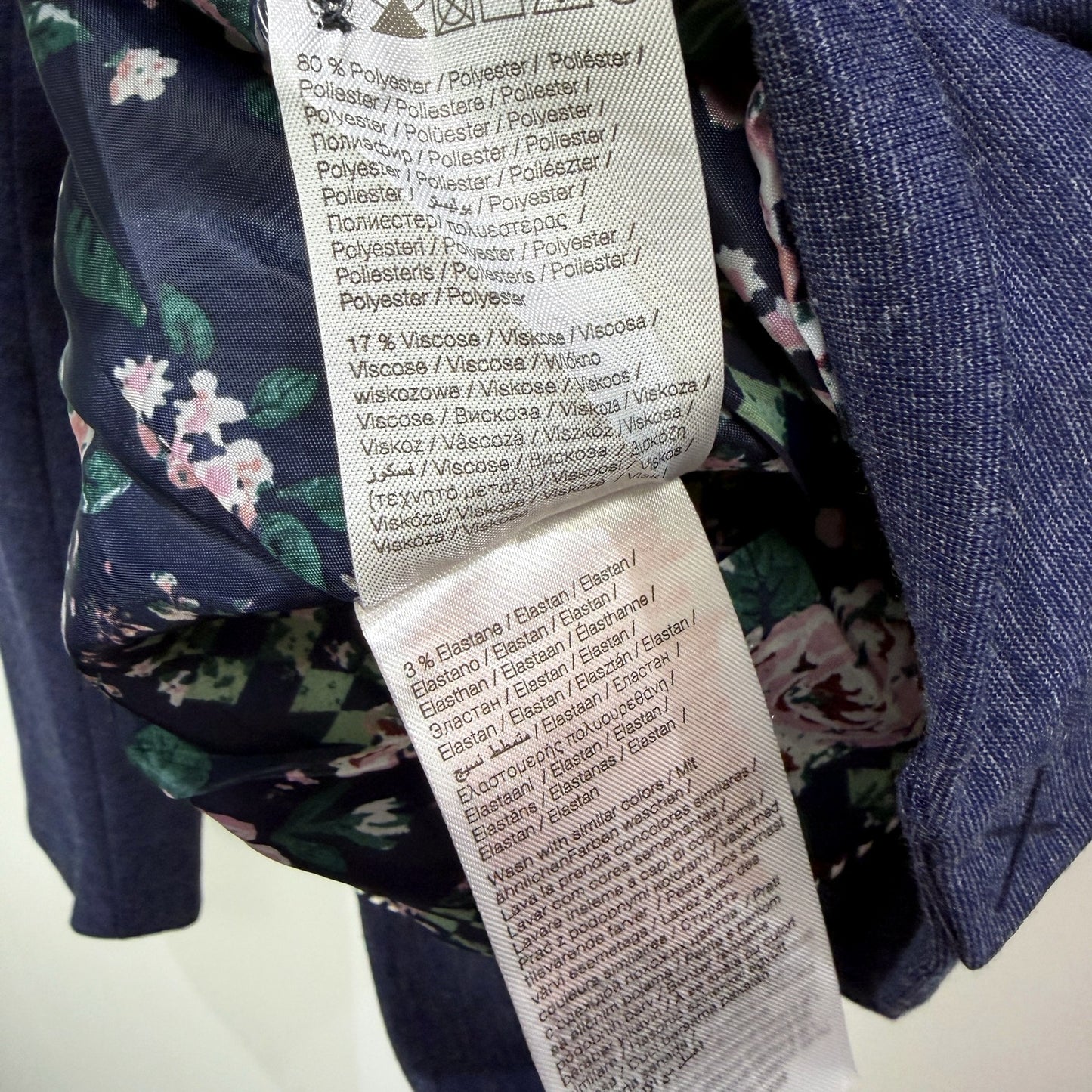 Only Womens Navy Blue Floral Chain Embellished Blazer Jacket Size M