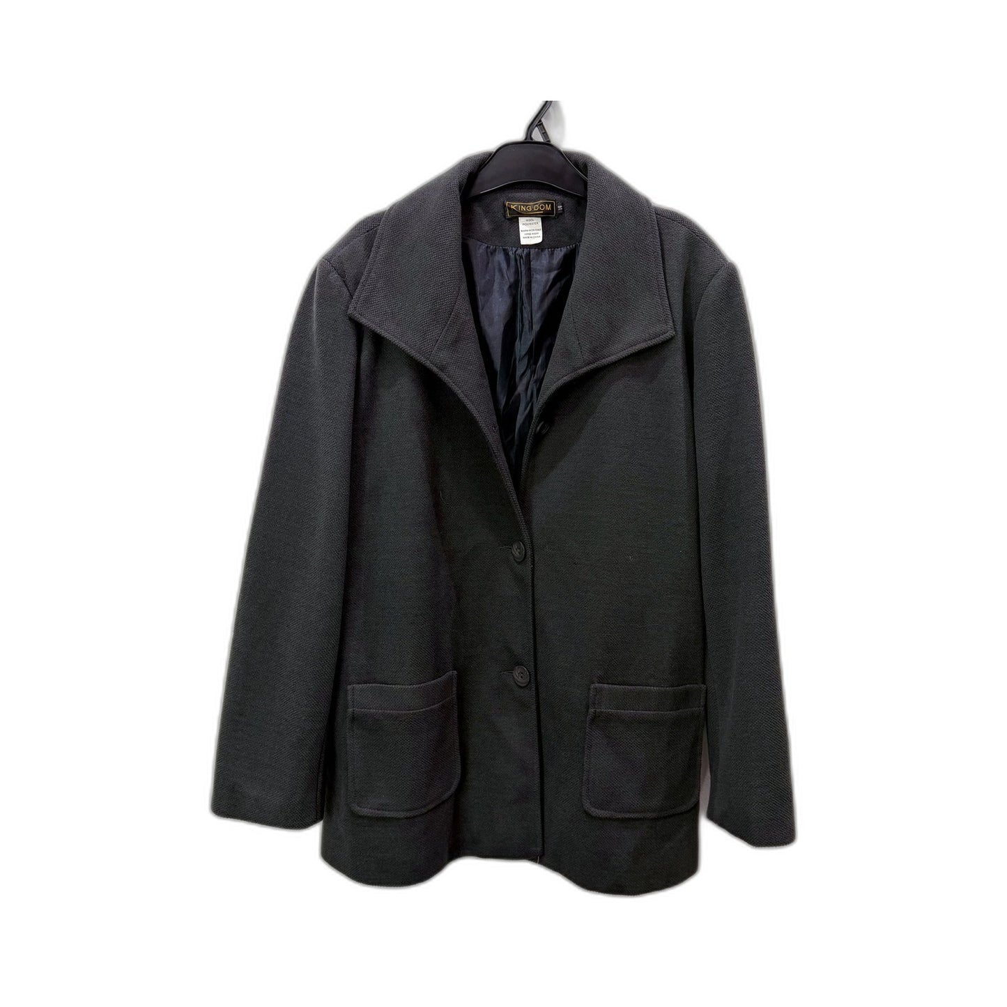 Kingdom Womens Wool Blend Outerwear Coat in Black/Grey, Size 16