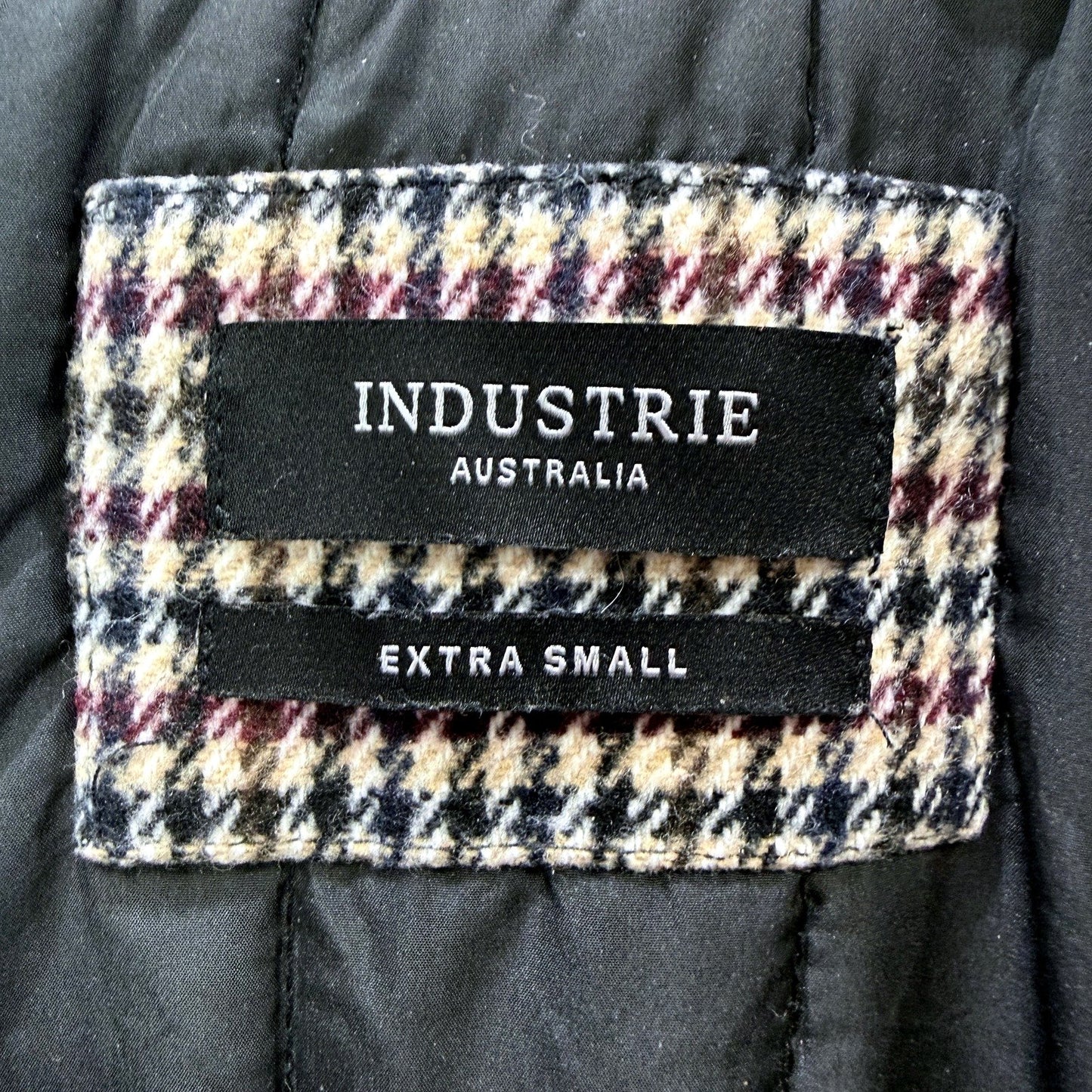 Industrie Mens Houndstooth Jacket Wool Blend Multi Color Burgundy Size XS