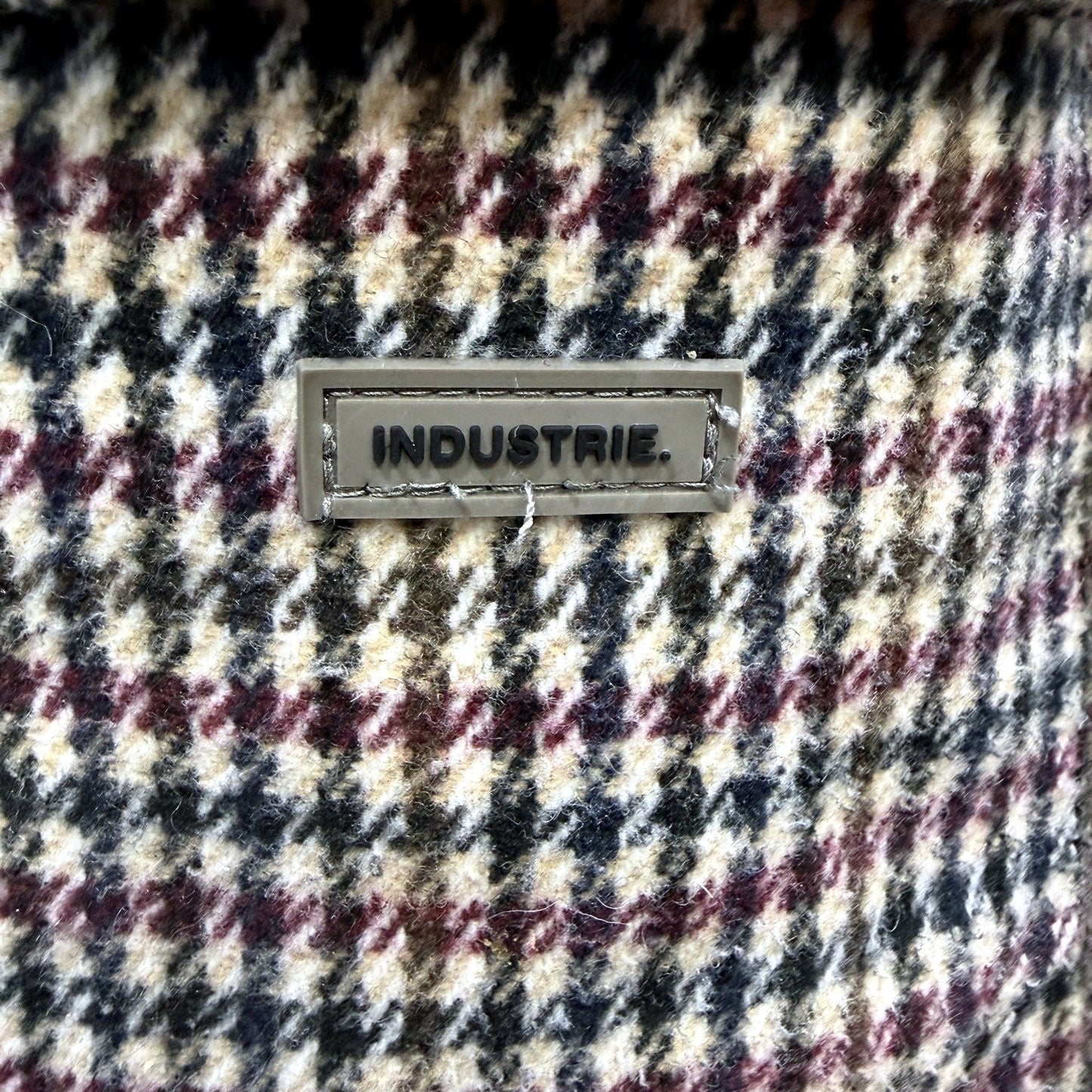 Industrie Mens Houndstooth Jacket Wool Blend Multi Color Burgundy Size XS